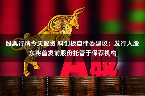 股票行情今天配资 科创板自律委建议：发行人股东将首发前股份托管于保荐机构